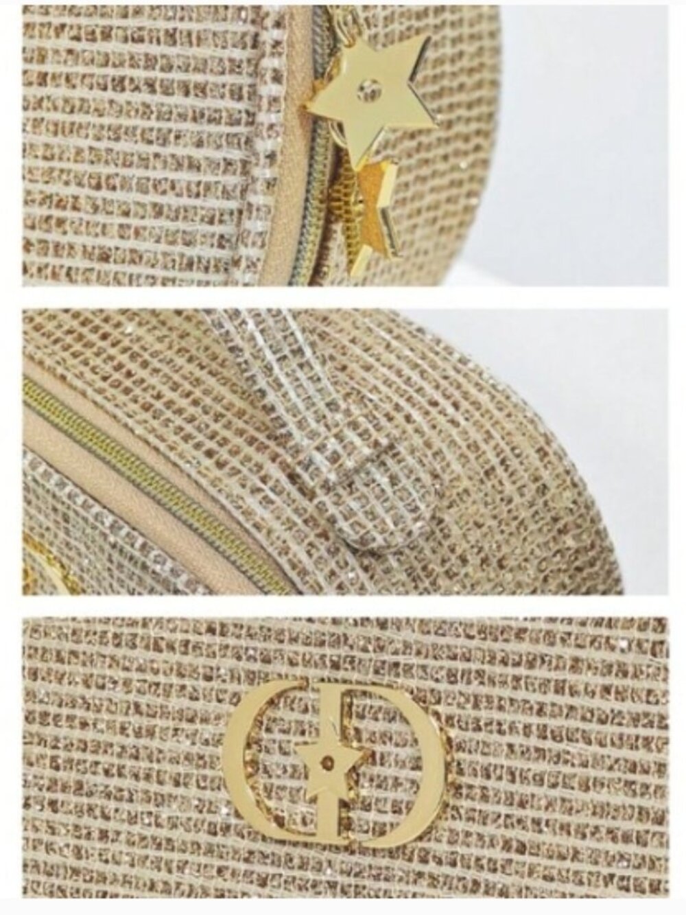 BUNDLE DIOR Metallic Gold Cosmetic Pouch and Jewelry Box